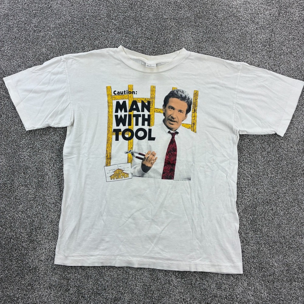 Vintage Home Improvement Shirt Mens Large White Tim Allen Man With Tool TV Promo